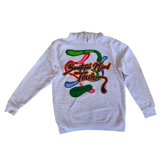Rod Wave Beautiful Mind Tour 2022 White Hoodie Sweatshirt Mens Size L - Picture 1 of 3